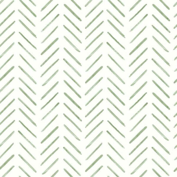 Painted Herringbone Green Wallpaper