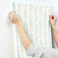 Painted Herringbone Green Wallpaper