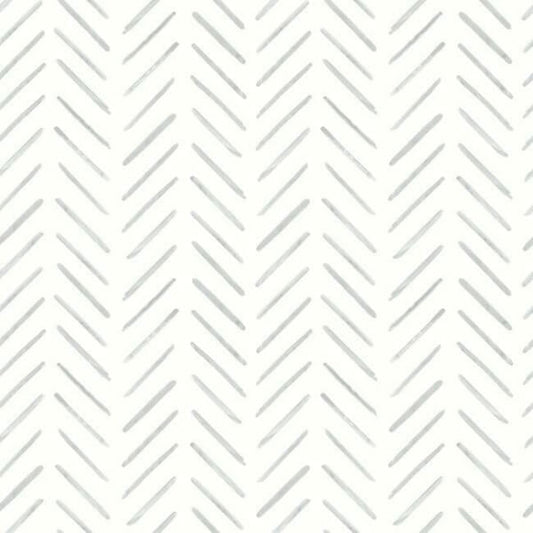 Painted Herringbone Grey Wallpaper