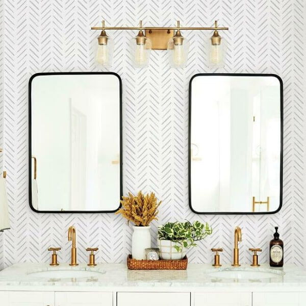 Painted Herringbone Grey Wallpaper