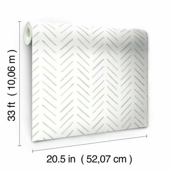 Painted Herringbone Grey Wallpaper