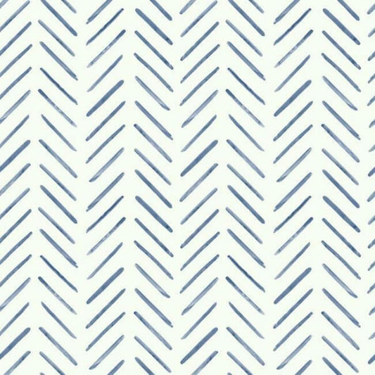 Painted Herringbone Navy Wallpaper