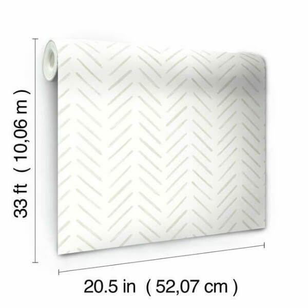 Painted Herringbone Off White Wallpaper