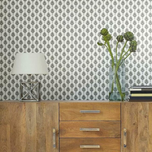 French Scallop Grey Wallpaper