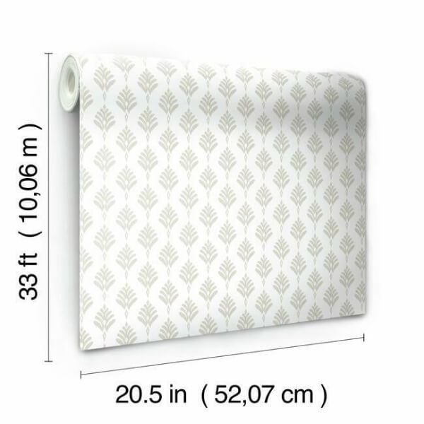 French Scallop Off White Wallpaper
