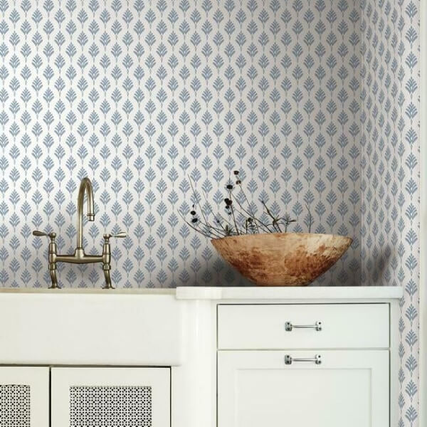 French Scallop Blue Wallpaper