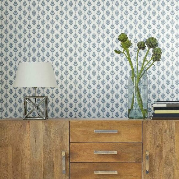 French Scallop Blue Wallpaper