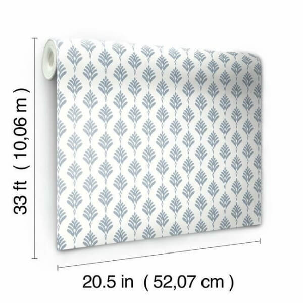 French Scallop Blue Wallpaper