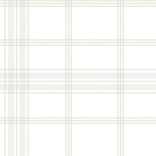 Charter Plaid Off White Wallpaper