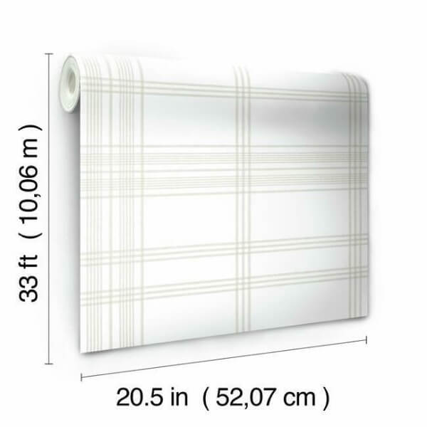 Charter Plaid Off White Wallpaper