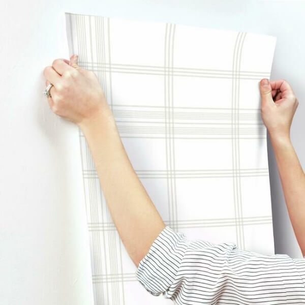 Charter Plaid Off White Wallpaper