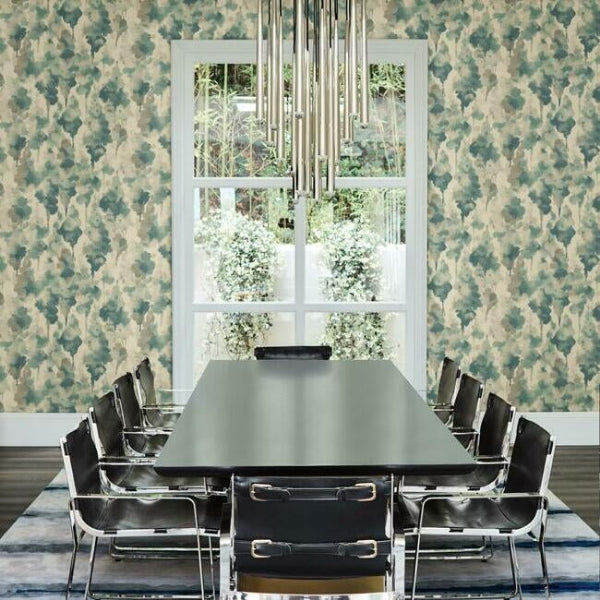 Mirage Off White & Dark Blue Wallpaper