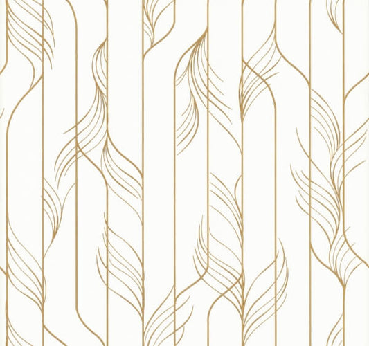 Elemental Thread White & Gold Wallpaper