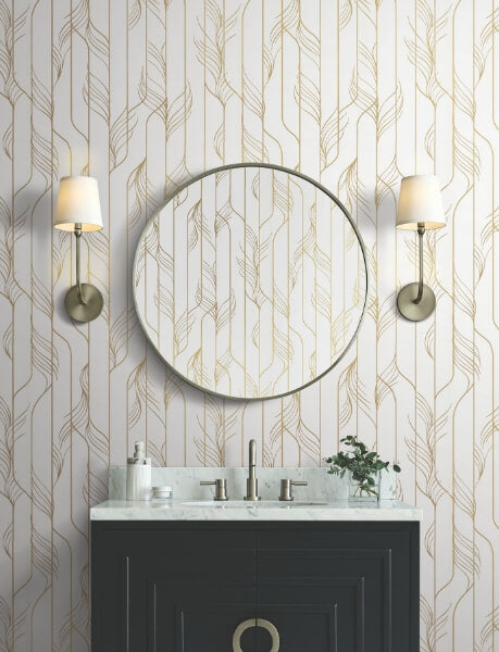 Elemental Thread White & Gold Wallpaper