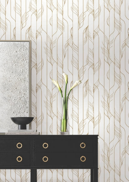 Elemental Thread White & Gold Wallpaper
