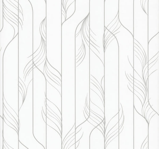 Elemental Thread White & Silver Wallpaper