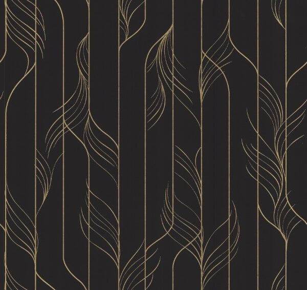 Elemental Thread Black & Gold Wallpaper