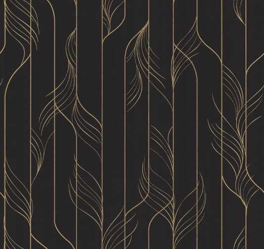 Elemental Thread Black & Gold Wallpaper