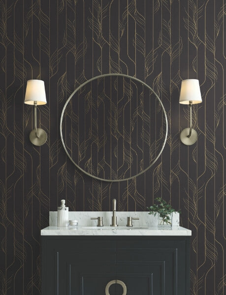 Elemental Thread Black & Gold Wallpaper
