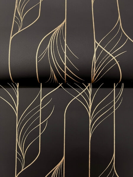 Elemental Thread Black & Gold Wallpaper