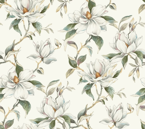 Garden Jewels White Wallpaper