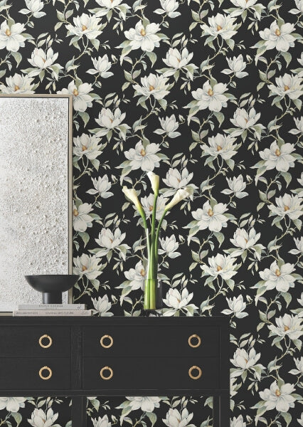 Garden Jewels Black Wallpaper