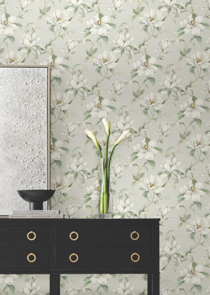 Garden Jewels Warm Grey Wallpaper