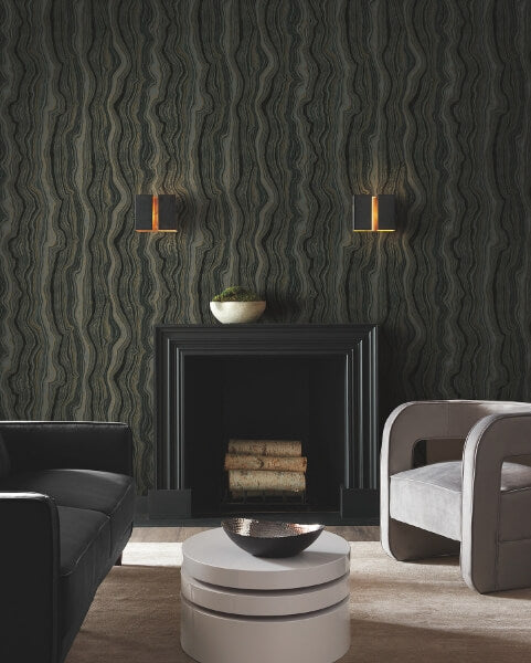 Mineral Shimmer Black & Gold Wallpaper