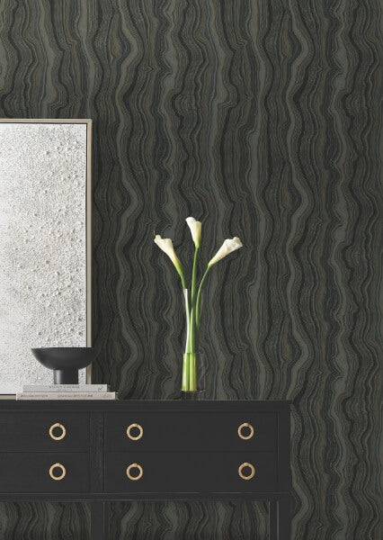 Mineral Shimmer Black & Gold Wallpaper