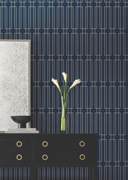 Terrace Navy Wallpaper
