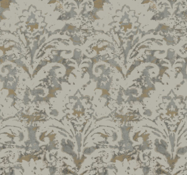 Velvet Crush Damask Taupe & Gold Wallpaper