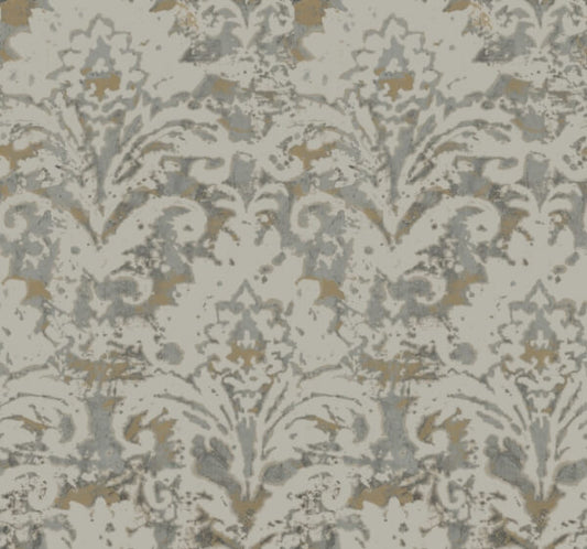 Velvet Crush Damask Taupe & Gold Wallpaper