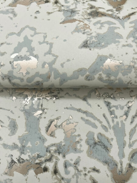 Velvet Crush Damask Taupe & Gold Wallpaper