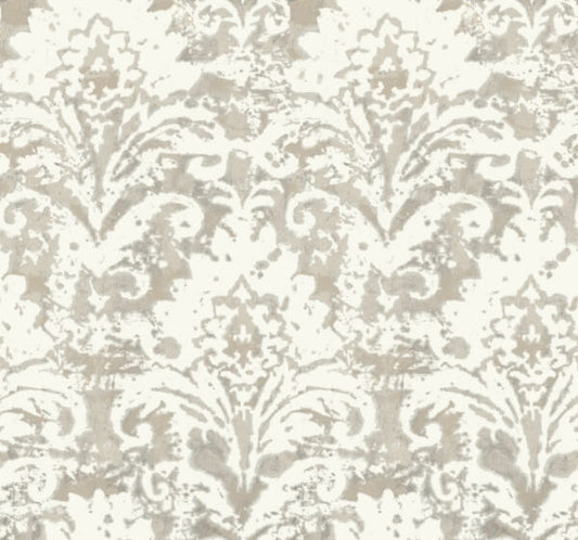 Velvet Crush Damask Soft Neutral & Pearl Wallpaper