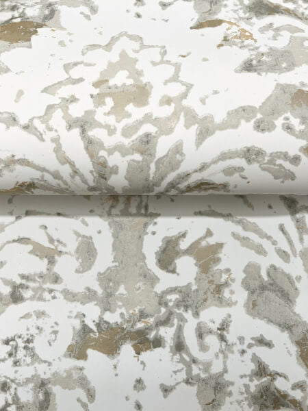 Velvet Crush Damask Soft Neutral & Pearl Wallpaper