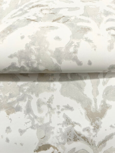 Velvet Crush Damask Cream & Pearl Wallpaper