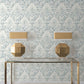 Velvet Crush Damask Blue & Pearl Wallpaper
