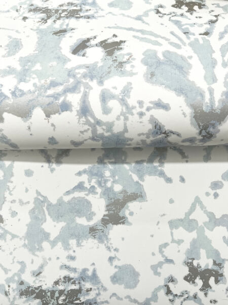 Velvet Crush Damask Blue & Pearl Wallpaper