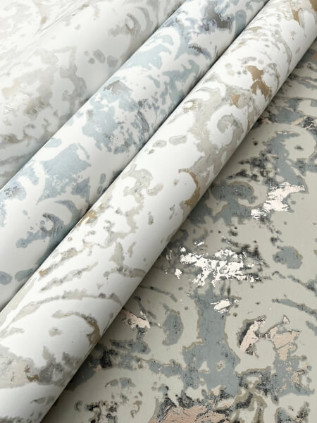 Velvet Crush Damask Blue & Pearl Wallpaper