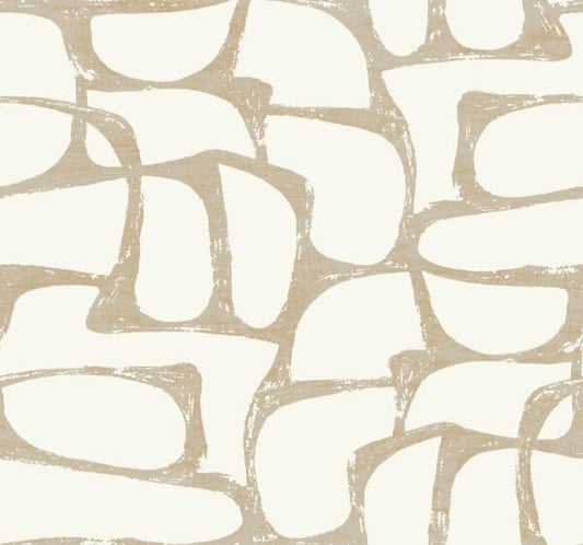 Craftsman Geometric White & Gold Wallpaper