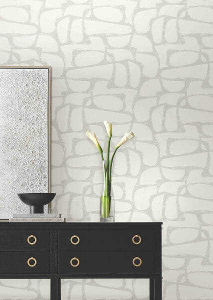 Craftsman Geometric White & Soft Grey Wallpaper