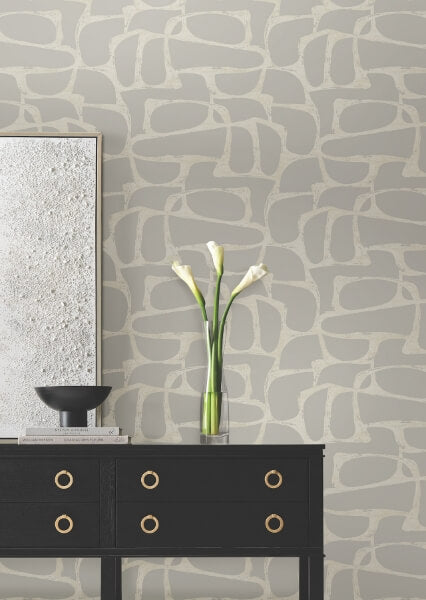 Craftsman Geometric Taupe Wallpaper