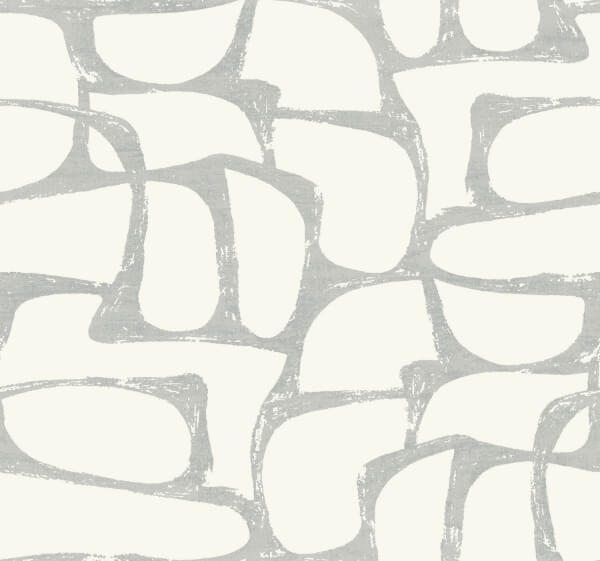 Craftsman Geometric White & Silver Wallpaper