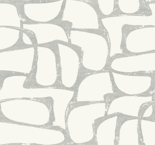 Craftsman Geometric White & Silver Wallpaper
