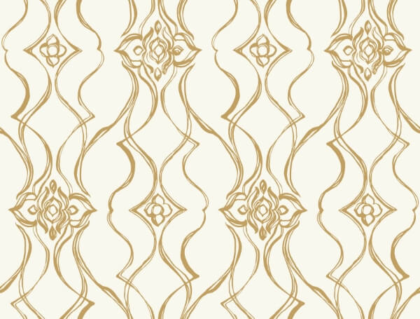Pirouette White & Gold Wallpaper
