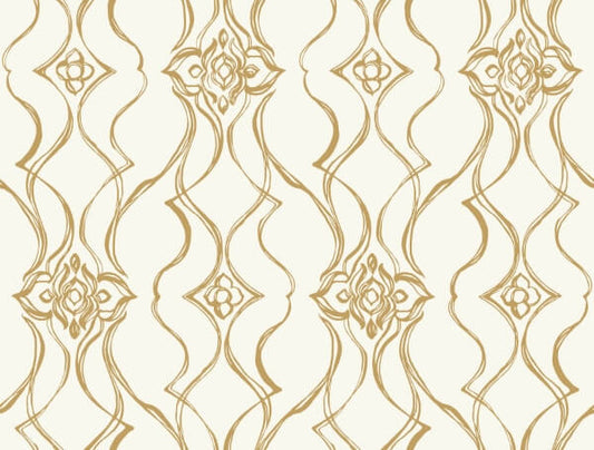 Pirouette White & Gold Wallpaper