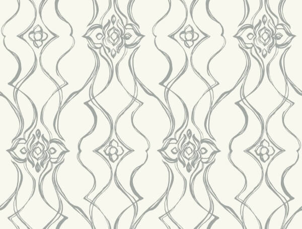 Pirouette White & Silver Wallpaper