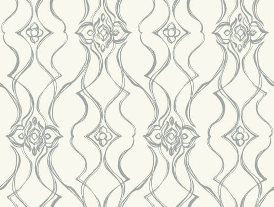 Pirouette White & Silver Wallpaper