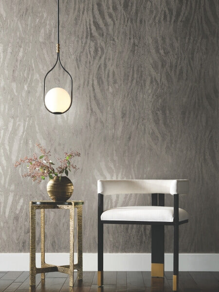 Zebra Chic Silver Wallpaper