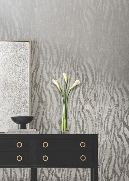 Zebra Chic Silver Wallpaper